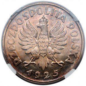 Ústava 5 zlatá 1925 - 81 drahokamov - výborná - NGC SP CAMEO