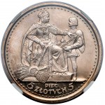 Konstytucja 5 złotych 1925 - 81 perełek - LUSTRZANA