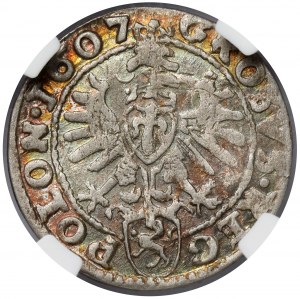 Sigismund III Vasa, Krakow 1607 penny - beautiful