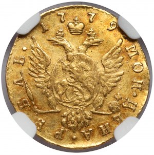Rusko, Katarína II., rubeľ v zlate 1779, Petrohrad