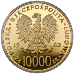 10 000 zlatých 1982 Ján Pavol II - zrkadlová známka
