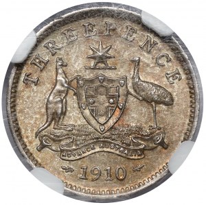 Australia, George V, 3 pence 1910