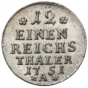 Prusy, Friedrich II, 1/12 talara 1751-A, Berlin