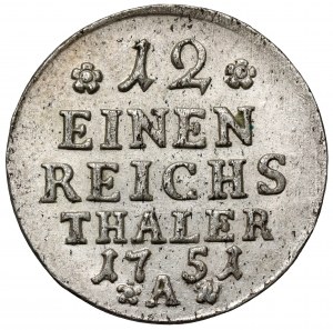 Prussia, Friedrich II, 1/12 thaler 1751-A, Berlin