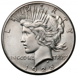 USA, Dolar 1928, Philadelphia - Peace Dollar - RZADKIE