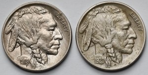 USA, 5 centů 1919-1920 - sada (2ks)