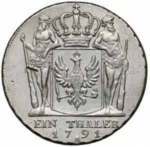Prusko, Friedrich Wilhelm II, Thaler 1791-A, Berlín
