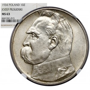 Piłsudski 10 złotych 1934 - urzędowy - piękny