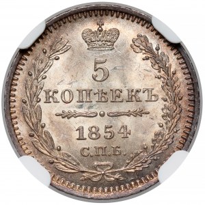 Russia, Nicholas I, 5 kopecks 1854 - BEAUTIFUL
