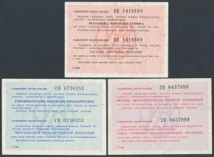 Buoni di transito NBP per Bulgaria, Cecoslovacchia e URSS, Em.III - PLN 150, 200 e 2.400 (3)