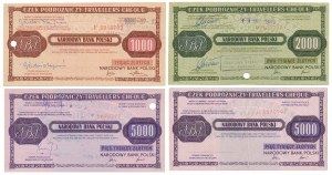 NBP traveler's checks 1,000-5,000 zlotys including one NOT CHECKED (4pcs)