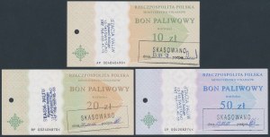 Fuel vouchers for 10, 20 and 50 zloty 2002 - erased (3pcs)