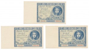 5 oro 1930 - Ser.ES - set (3 pezzi)