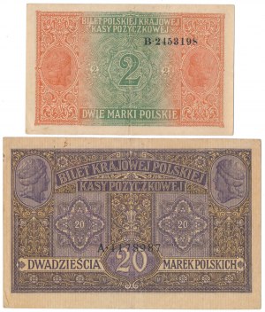 Set di 2 mkp 1916 generale e 20 mkp 1916 generale (2 pezzi)