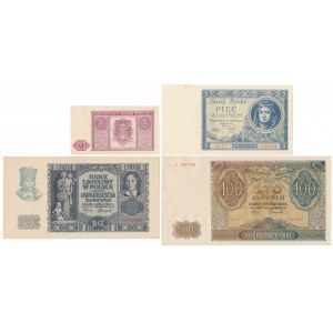 Zestaw banknotów polskich 1930-1946 - ładne stany (4szt)