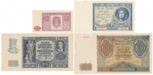 Set of Polish banknotes 1930-1946 - nice stocks (4pcs)
