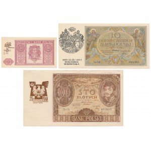 Zestaw banknotów 1929-1946 z nadrukami (3szt)