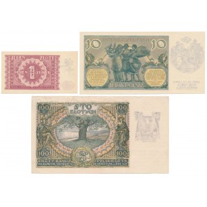 Zestaw banknotów 1929-1946 z nadrukami (3szt)