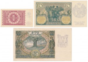 Set of 1929-1946 printed banknotes (3pcs)