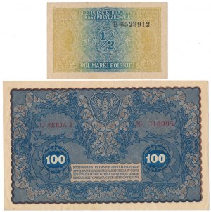 1/2 mkp 1916 Generale e 100 mkp 1919 - set (2 pezzi)