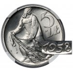 5 złotych 1958 Rybak - wąska ósemka - PIĘKNY