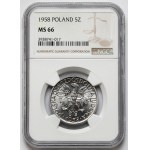 5 złotych 1958 Rybak - wąska ósemka - PIĘKNY