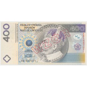 PWPW 400 złotych 1996 - WZÓR na awersie