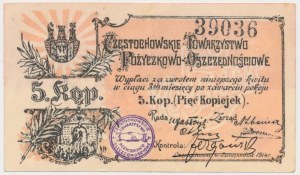 Częstochowa, Tow. Poż.-Oszczędnościowe, 5 kopiejek 1914