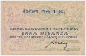 Krakov, J. BISANZA Letná kaviareň a mliekáreň, 1 koruna (1919)