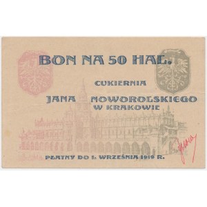 Kraków, Cukiernia J. NOWOROLSKIEGO, 50 halerzy (1919)