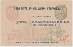 Cracow, J. NOWOROLSKI'S Confectionery, 50 halerzy (1919)