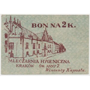 Kraków, Mleczarnia Hygeniczna, 2 korony (1919)