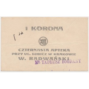 Kraków, Czternasta Apteka W. RADWAŃSKI, 1 korona (1919)