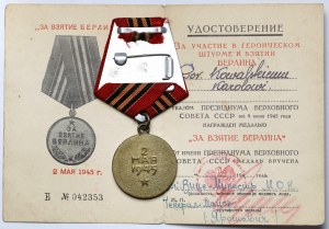ZSRR, Medal za Wzięcie Berlina - z legitymacją dla Polaka
