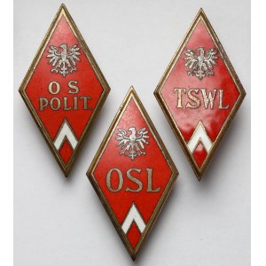 PRL, Zestaw odznak absolwenckich (3szt)