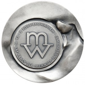 Medal bez daty (1994?) Za 15 lat Pracy dla Mennicy Państwowej - dwuczęściowy
