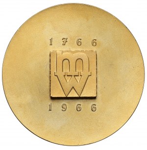 Medaila 200 rokov Varšavskej mincovne 1966 - pozlátená, s drôtom