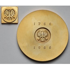 Medal 200 lat Mennicy Warszawskiej 1966 - złocony, z drucikiem