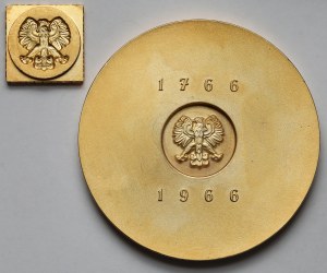 Medaile 200 let Varšavské mincovny 1966 - zlacená, s drátkem