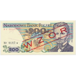 200 zł 1982 - WZÓR - BU 0000000 - No.0187