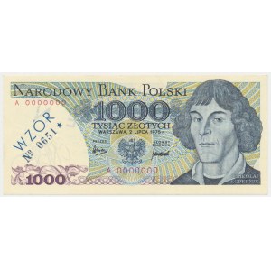 1.000 zł 1975 - WZÓR - A 0000000 - No.0651