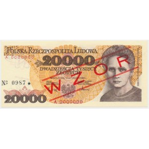 20.000 zł 1989 - WZÓR - A 0000000 - No.0987