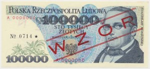 100,000 zl 1990 - MODEL - A 0000000 - No.0714