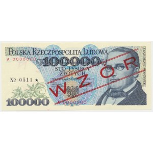 100.000 zł 1990 - WZÓR - A 0000000 - No.0511