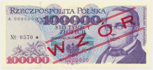 100,000 zl 1993 - MODEL - A 0000000 - No.0370