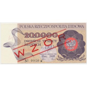 200.000 zł 1989 - WZÓR - A 0000000 - No.0940