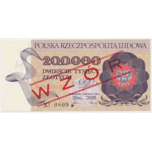 200.000 zł 1989 - WZÓR - A 0000000 - No.0809