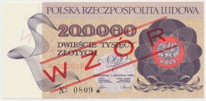 200,000 zl 1989 - MODEL - A 0000000 - No.0809