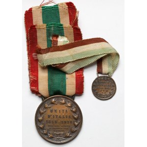 Włochy, Medal - Unita d'Italia 1848-1918 + miniatura