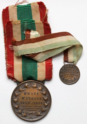 Italien, Medaille - Unita d'Italia 1848-1918 + Miniatur